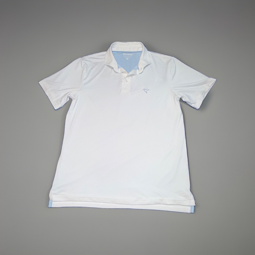 Birddogs White Short Sleeve Polo Shirt Men's Size M Golf Casual Preppy